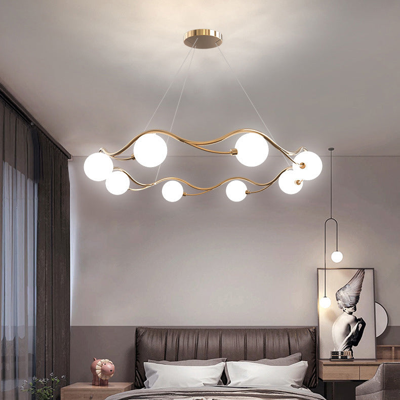 Modern Mid-Century Ring Round Orb Metal Glass 8/10 Light Chandelier For Bedroom