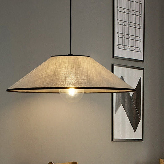 Traditional Japanese Round Prismatic Fabric 1-Light Pendant Light For Bedroom