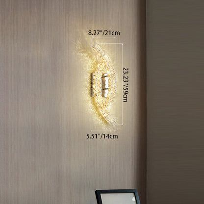 Modern Luxury Double Arc Stainless Steel Crystal LED Wall Sconce Lamp For Bedroom