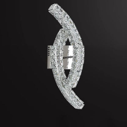 Modern Luxury Double Arc Stainless Steel Crystal LED Wall Sconce Lamp For Bedroom