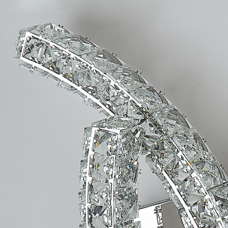Modern Luxury Double Arc Stainless Steel Crystal LED Wall Sconce Lamp For Bedroom