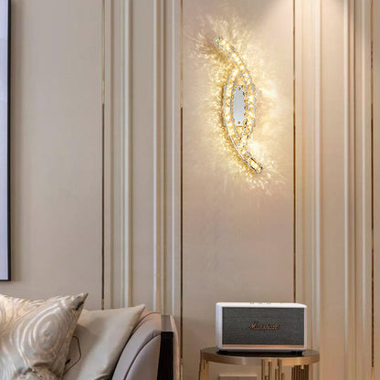 Modern Luxury Double Arc Stainless Steel Crystal LED Wall Sconce Lamp For Bedroom