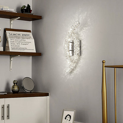 Modern Luxury Double Arc Stainless Steel Crystal LED Wall Sconce Lamp For Bedroom