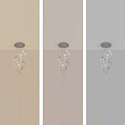 Modern Luxury Round Circle Staggered Rotating Stainless Steel Crystal LED Chandelier For Living Room