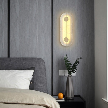Modern Minimalist Round Oval Iron Marble LED Wall Sconce Lamp For Bedroom