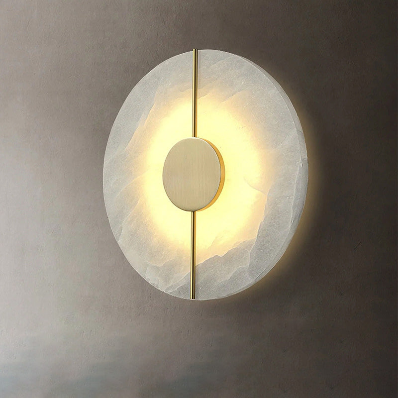 Modern Minimalist Round Oval Iron Marble LED Wall Sconce Lamp For Bedroom