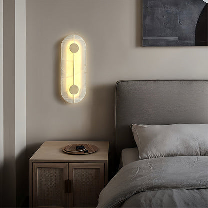 Modern Minimalist Round Oval Iron Marble LED Wall Sconce Lamp For Bedroom