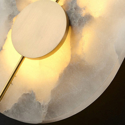 Modern Minimalist Round Oval Iron Marble LED Wall Sconce Lamp For Bedroom