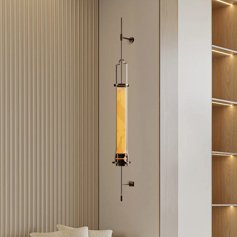 Modern Luxury Cylindrical Linear Iron Glass LED Wall Sconce Lamp For Bedroom