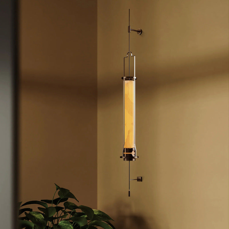 Modern Luxury Cylindrical Linear Iron Glass LED Wall Sconce Lamp For Bedroom