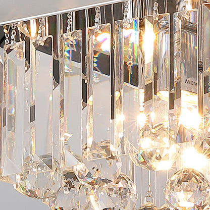 Modern Luxury Round Square Stainless Steel Crystal 2/4 Light Flush Mount Ceiling Light For Bedroom
