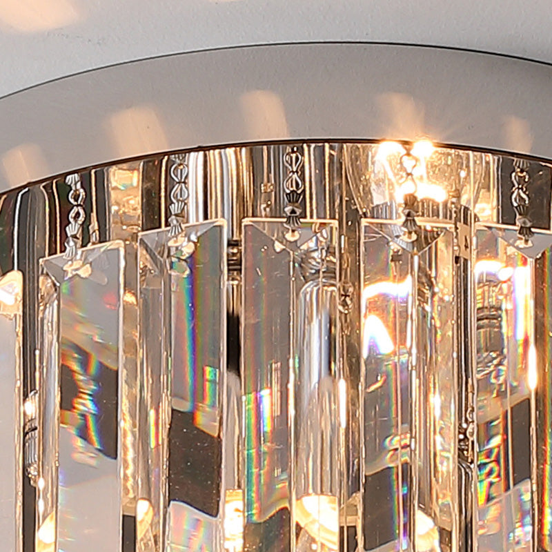 Modern Luxury Round Square Stainless Steel Crystal 2/4 Light Flush Mount Ceiling Light For Bedroom