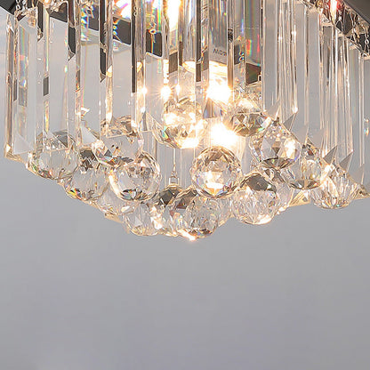 Modern Luxury Round Square Stainless Steel Crystal 2/4 Light Flush Mount Ceiling Light For Bedroom