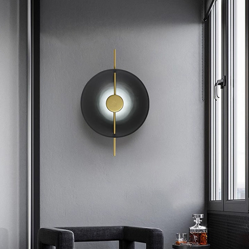 Contemporary Creative Flying Saucer Round Hardware LED Wall Sconce Lamp For Bedroom