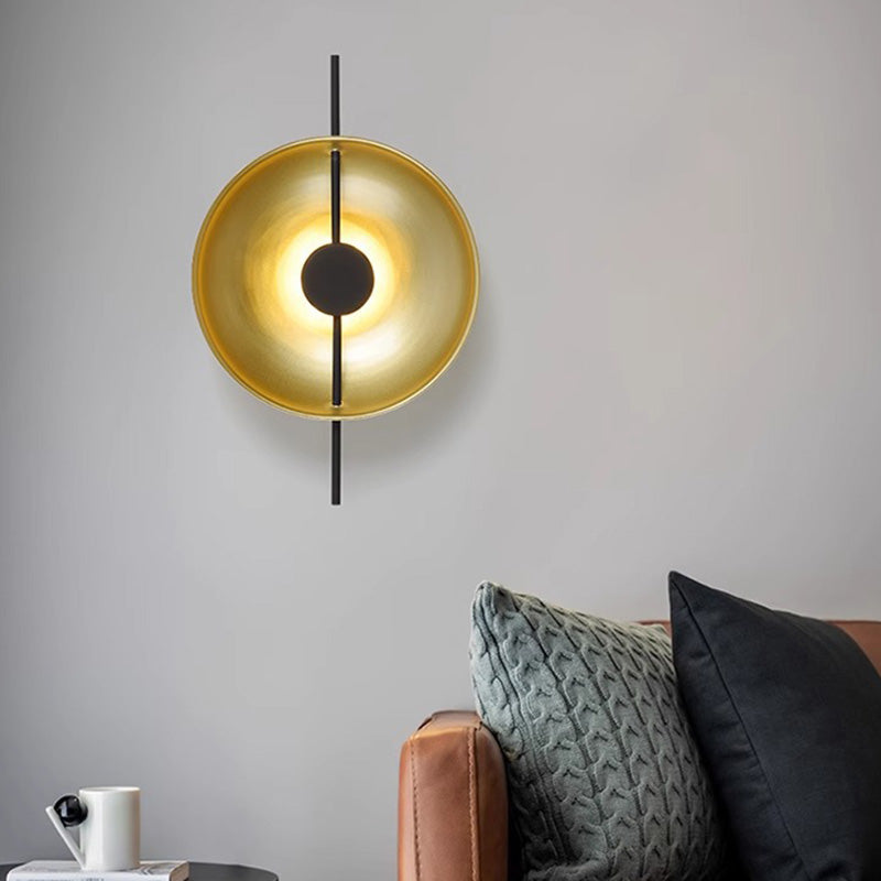Contemporary Creative Flying Saucer Round Hardware LED Wall Sconce Lamp For Bedroom