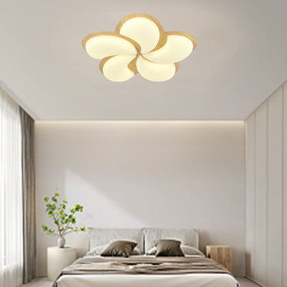 Modern Minimalist Windmill Shaped PE Iron LED Flush Mount Ceiling Light For Bedroom