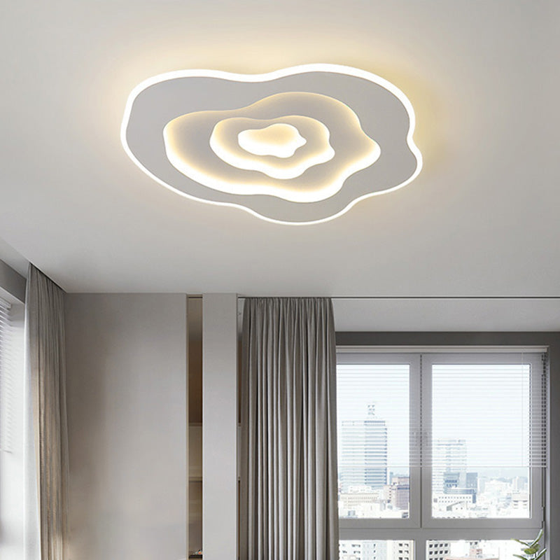 Modern Minimalist Cloud Irregular Round Iron LED Flush Mount Ceiling Light For Bedroom