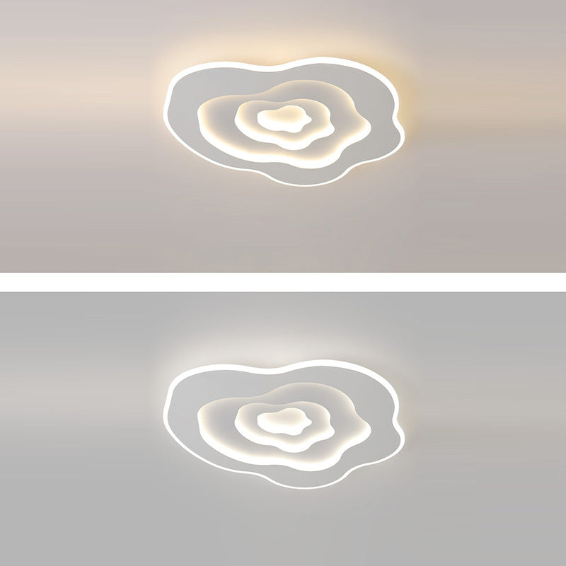 Modern Minimalist Cloud Irregular Round Iron LED Flush Mount Ceiling Light For Bedroom