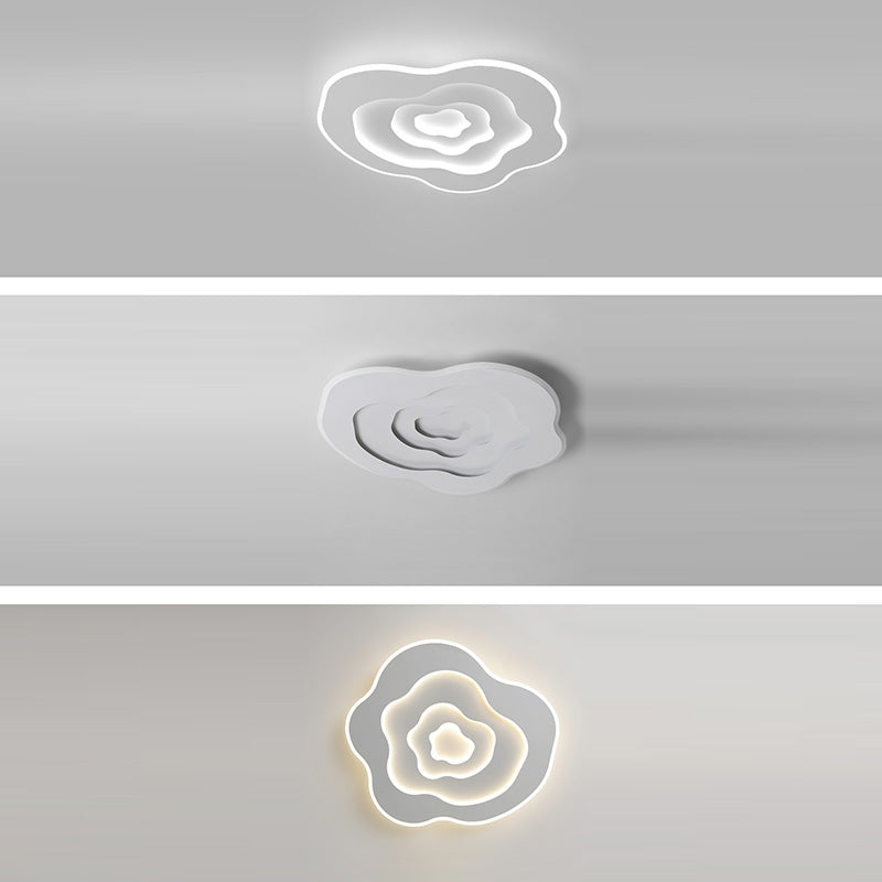Modern Minimalist Cloud Irregular Round Iron LED Flush Mount Ceiling Light For Bedroom