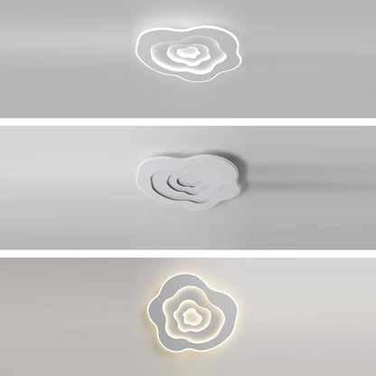 Modern Minimalist Cloud Irregular Round Iron LED Flush Mount Ceiling Light For Bedroom