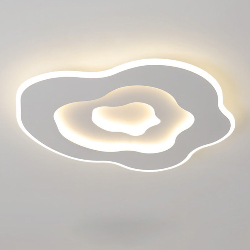Modern Minimalist Cloud Irregular Round Iron LED Flush Mount Ceiling Light For Bedroom