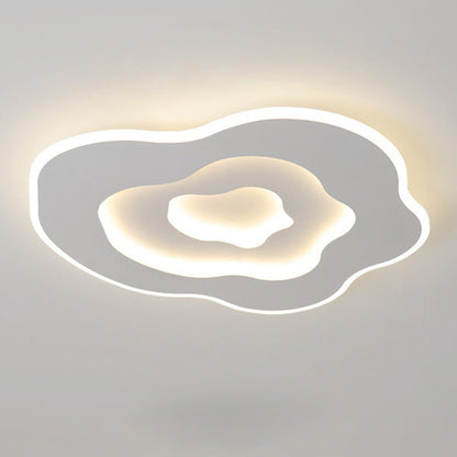 Modern Minimalist Cloud Irregular Round Iron LED Flush Mount Ceiling Light For Bedroom
