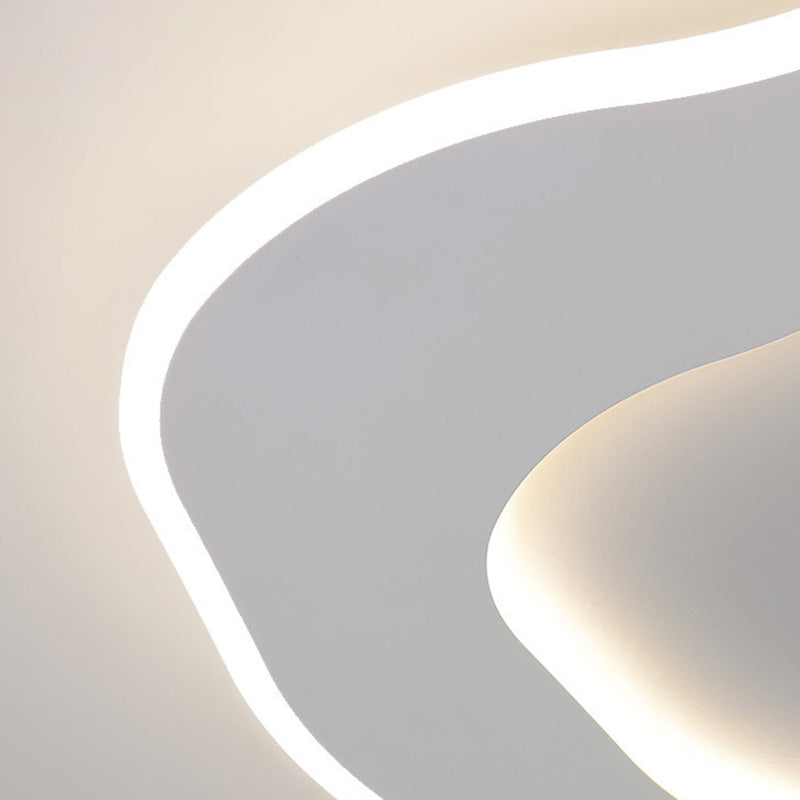 Modern Minimalist Cloud Irregular Round Iron LED Flush Mount Ceiling Light For Bedroom