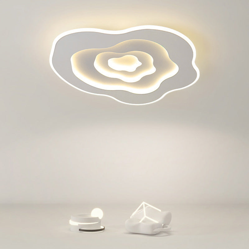Modern Minimalist Cloud Irregular Round Iron LED Flush Mount Ceiling Light For Bedroom