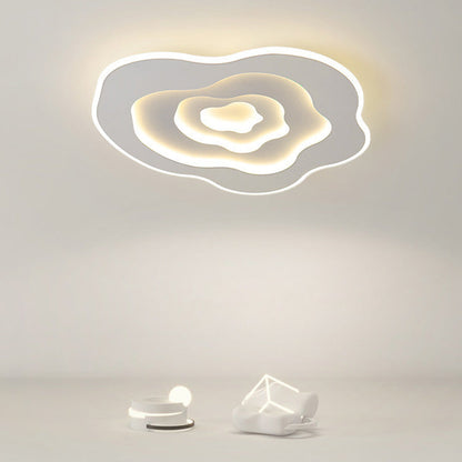 Modern Minimalist Cloud Irregular Round Iron LED Flush Mount Ceiling Light For Bedroom