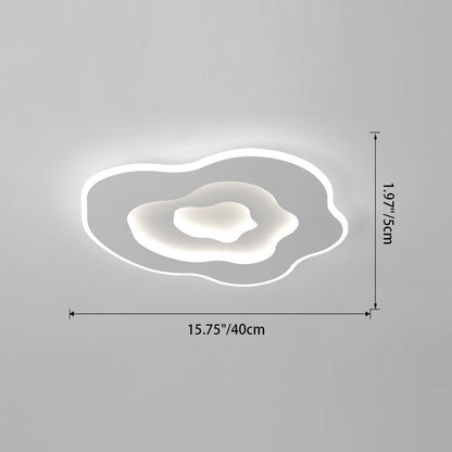 Modern Minimalist Cloud Irregular Round Iron LED Flush Mount Ceiling Light For Bedroom