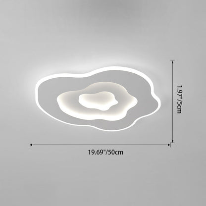 Modern Minimalist Cloud Irregular Round Iron LED Flush Mount Ceiling Light For Bedroom