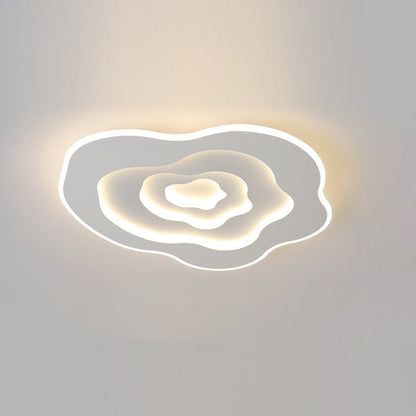 Modern Minimalist Cloud Irregular Round Iron LED Flush Mount Ceiling Light For Bedroom