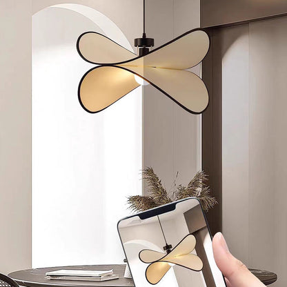 Contemporary Creative Potato Chip Shaped Curved Iron Fabric 1-Light Pendant Light For Bedroom