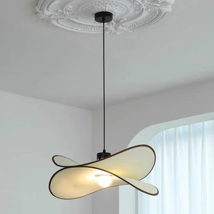 Contemporary Creative Potato Chip Shaped Curved Iron Fabric 1-Light Pendant Light For Bedroom