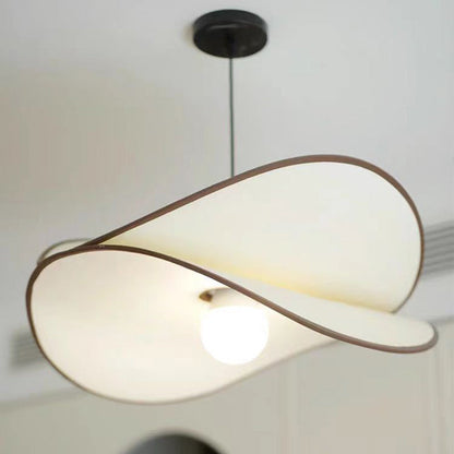Contemporary Creative Potato Chip Shaped Curved Iron Fabric 1-Light Pendant Light For Bedroom