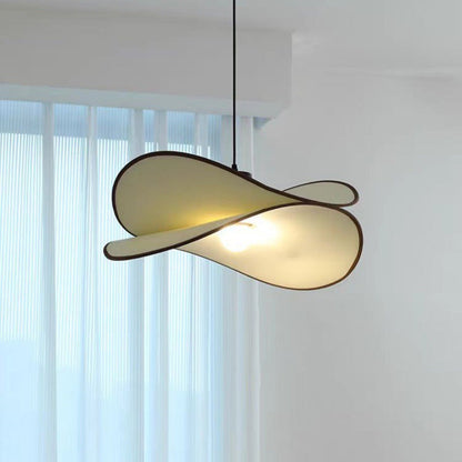 Contemporary Creative Potato Chip Shaped Curved Iron Fabric 1-Light Pendant Light For Bedroom
