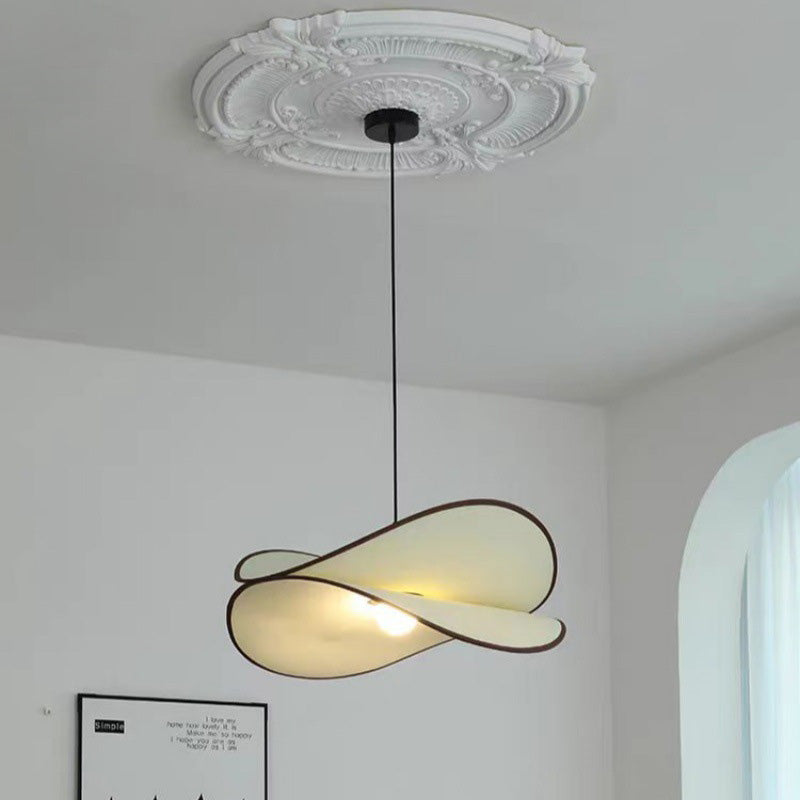 Contemporary Creative Potato Chip Shaped Curved Iron Fabric 1-Light Pendant Light For Bedroom