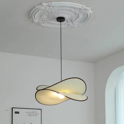 Contemporary Creative Potato Chip Shaped Curved Iron Fabric 1-Light Pendant Light For Bedroom