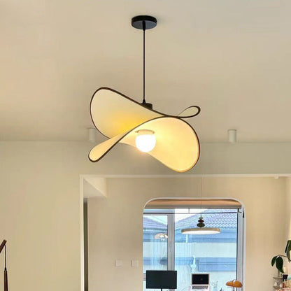 Contemporary Creative Potato Chip Shaped Curved Iron Fabric 1-Light Pendant Light For Bedroom