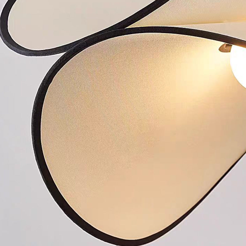 Contemporary Creative Potato Chip Shaped Curved Iron Fabric 1-Light Pendant Light For Bedroom