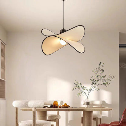 Contemporary Creative Potato Chip Shaped Curved Iron Fabric 1-Light Pendant Light For Bedroom