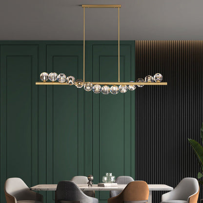 Modern Luxury Magic Bean Linear Orb Copper Crystal 9/11/14/17 Light Chandelier For Living Room