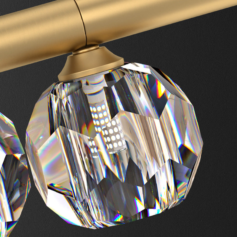 Modern Luxury Magic Bean Linear Orb Copper Crystal 9/11/14/17 Light Chandelier For Living Room
