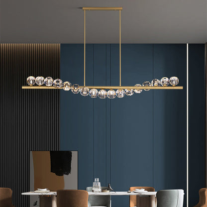 Modern Luxury Magic Bean Linear Orb Copper Crystal 9/11/14/17 Light Chandelier For Living Room
