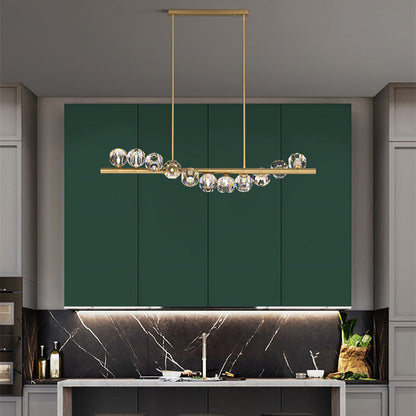 Modern Luxury Magic Bean Linear Orb Copper Crystal 9/11/14/17 Light Chandelier For Living Room