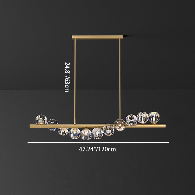 Modern Luxury Magic Bean Linear Orb Copper Crystal 9/11/14/17 Light Chandelier For Living Room