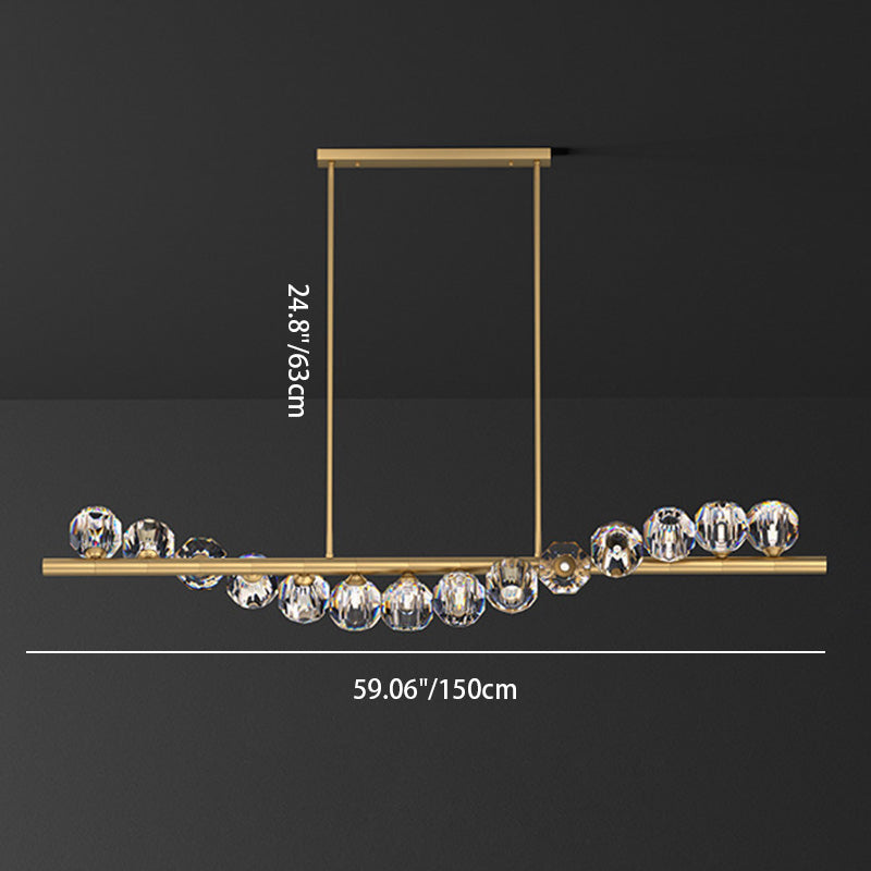 Modern Luxury Magic Bean Linear Orb Copper Crystal 9/11/14/17 Light Chandelier For Living Room