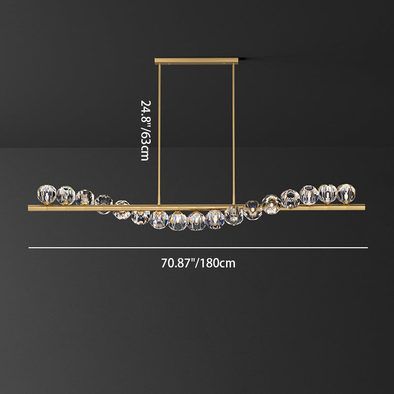 Modern Luxury Magic Bean Linear Orb Copper Crystal 9/11/14/17 Light Chandelier For Living Room