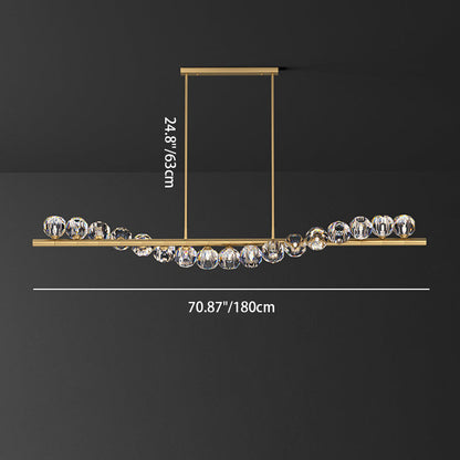 Modern Luxury Magic Bean Linear Orb Copper Crystal 9/11/14/17 Light Chandelier For Living Room