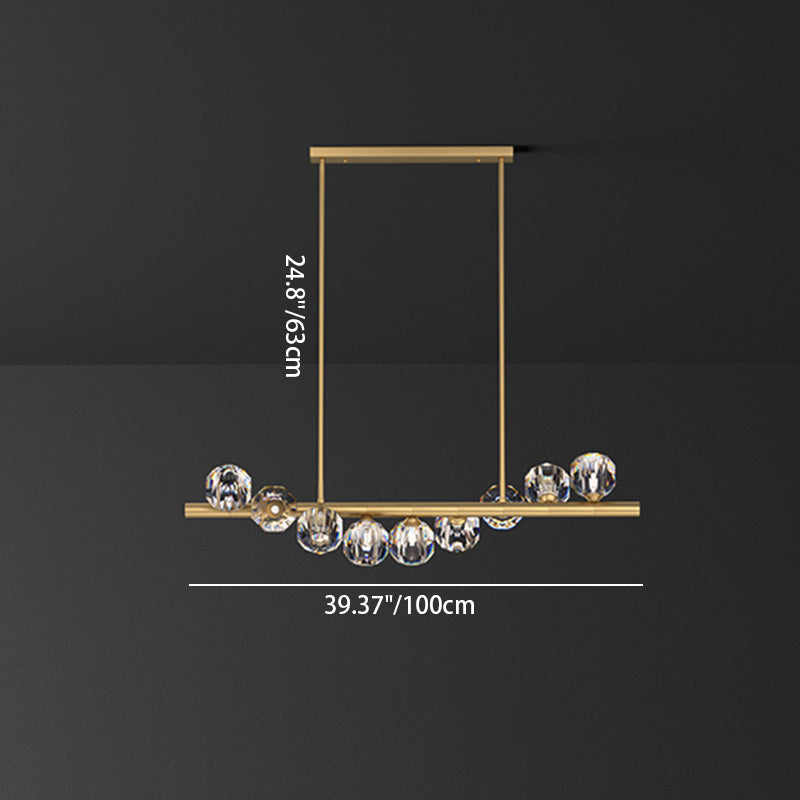 Modern Luxury Magic Bean Linear Orb Copper Crystal 9/11/14/17 Light Chandelier For Living Room